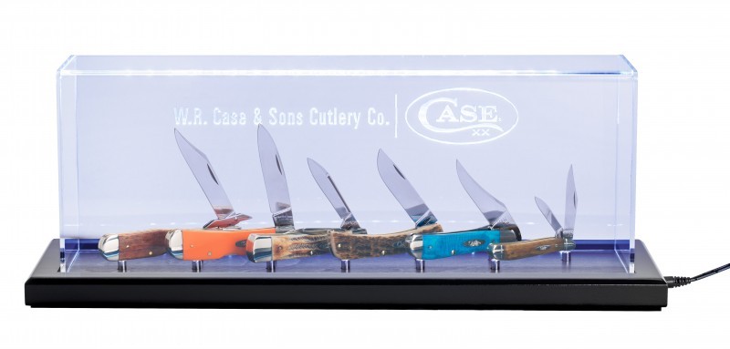 Case xx Illuminated Dome Knife Display Stained Walnut Wood & Clear Acrylic 70632