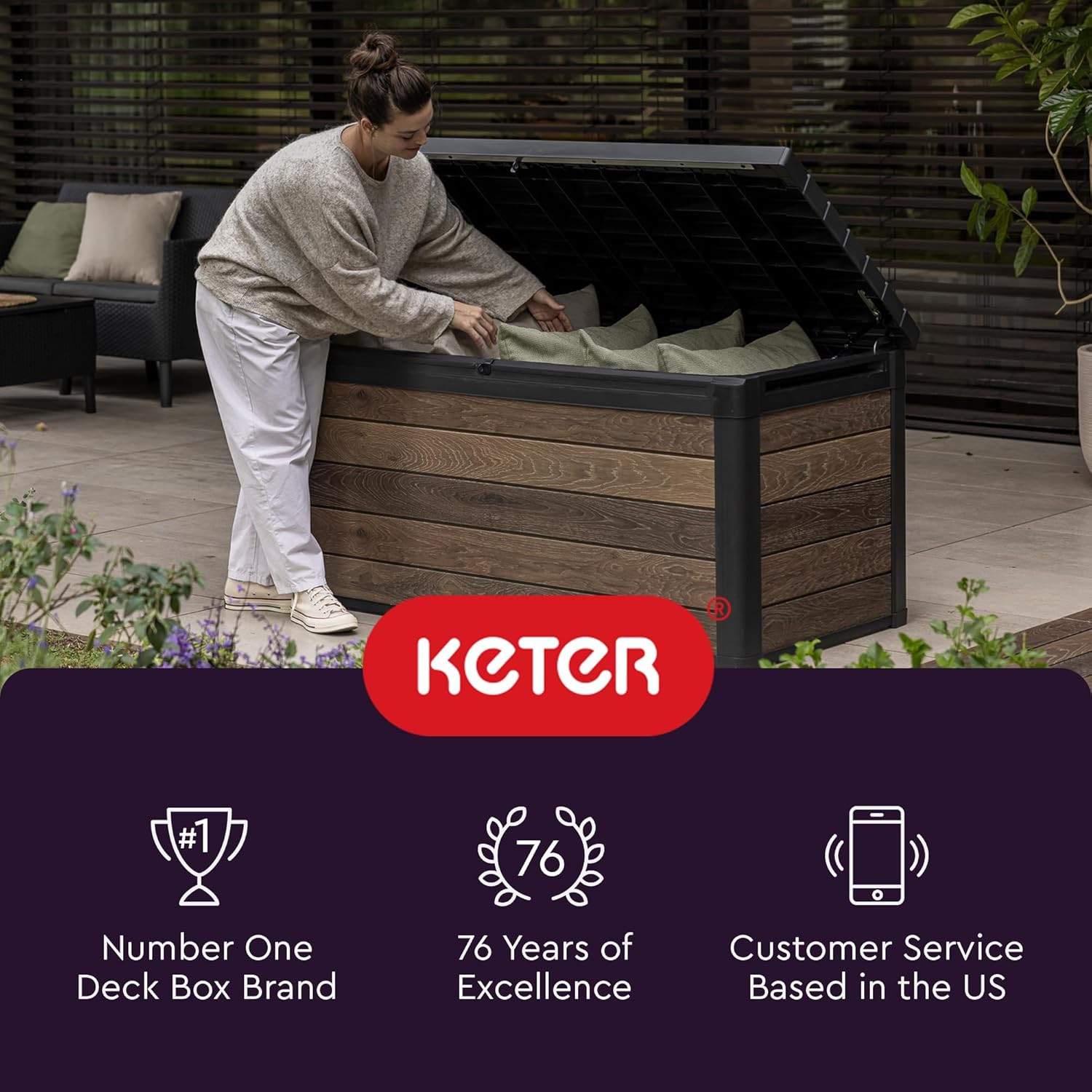 Kentwood 50 Gallon Resin Deck Box-Organization and Storage for Patio Cushions, T