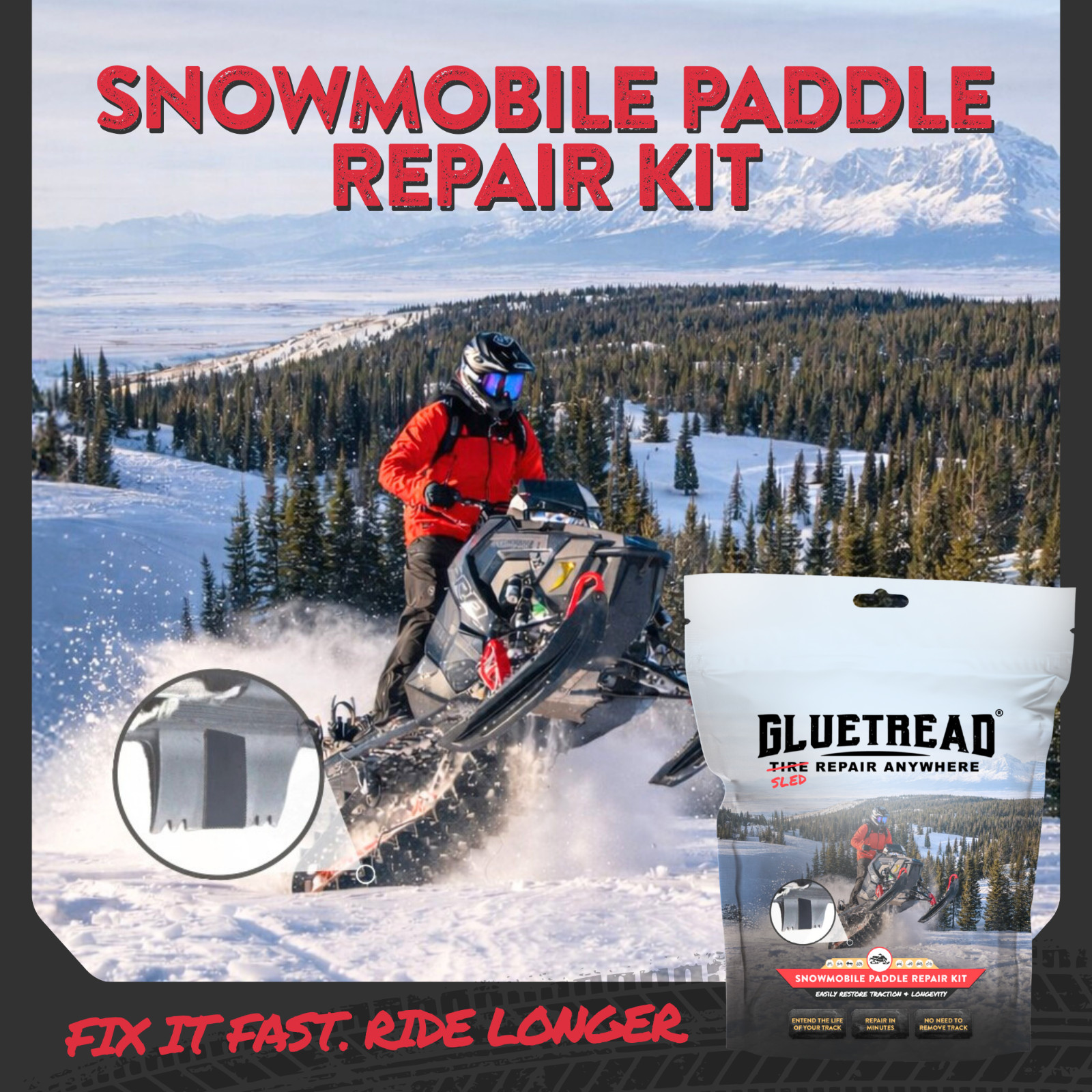 GlueTread Snowmobile Paddle Repair Kit-Reinforce & Repair Torn Snowmobile Paddle