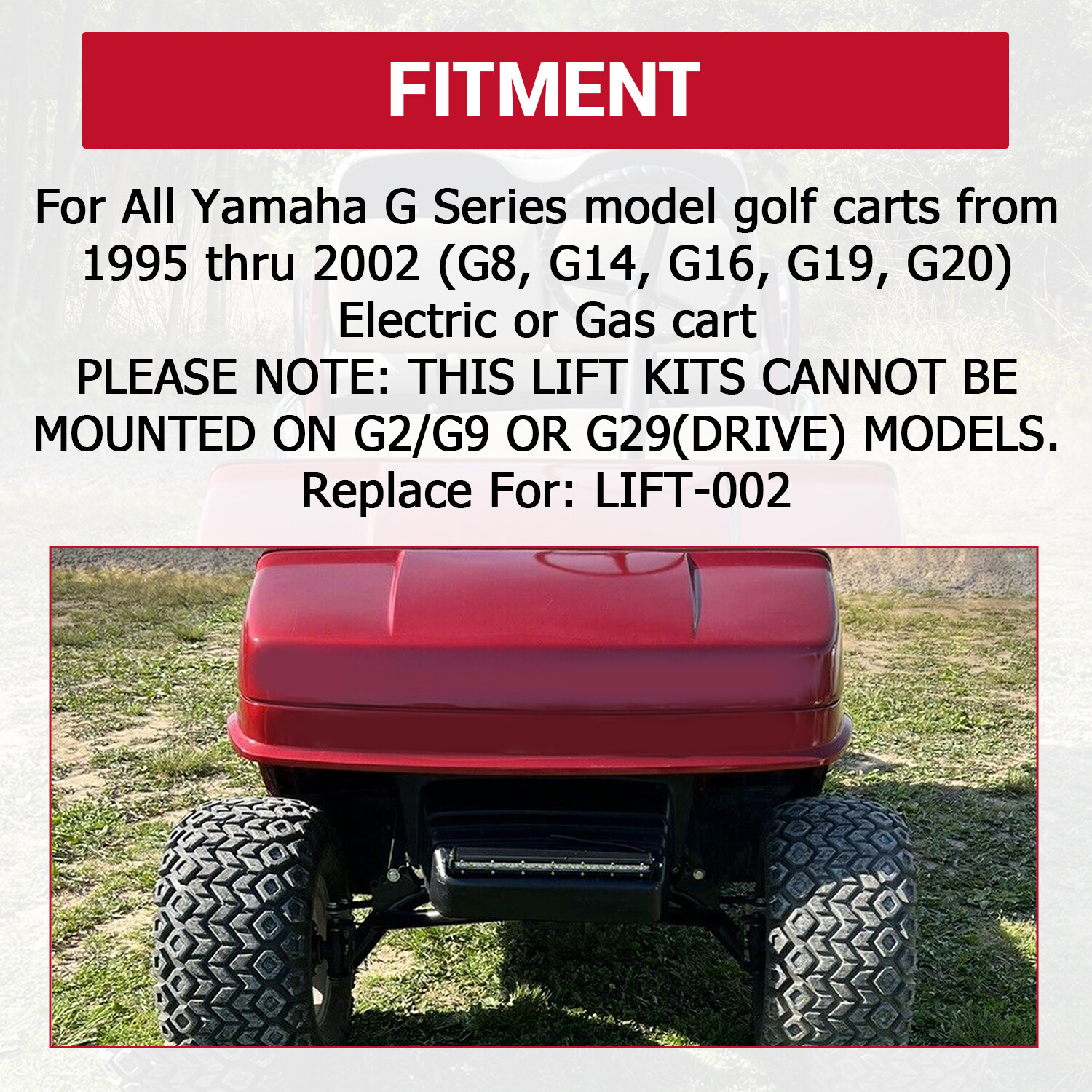 6" A-Arm Lift Kit for Yamaha G8-G14, G16, G19 G20 1995-02 Golf Cart Electric/Gas