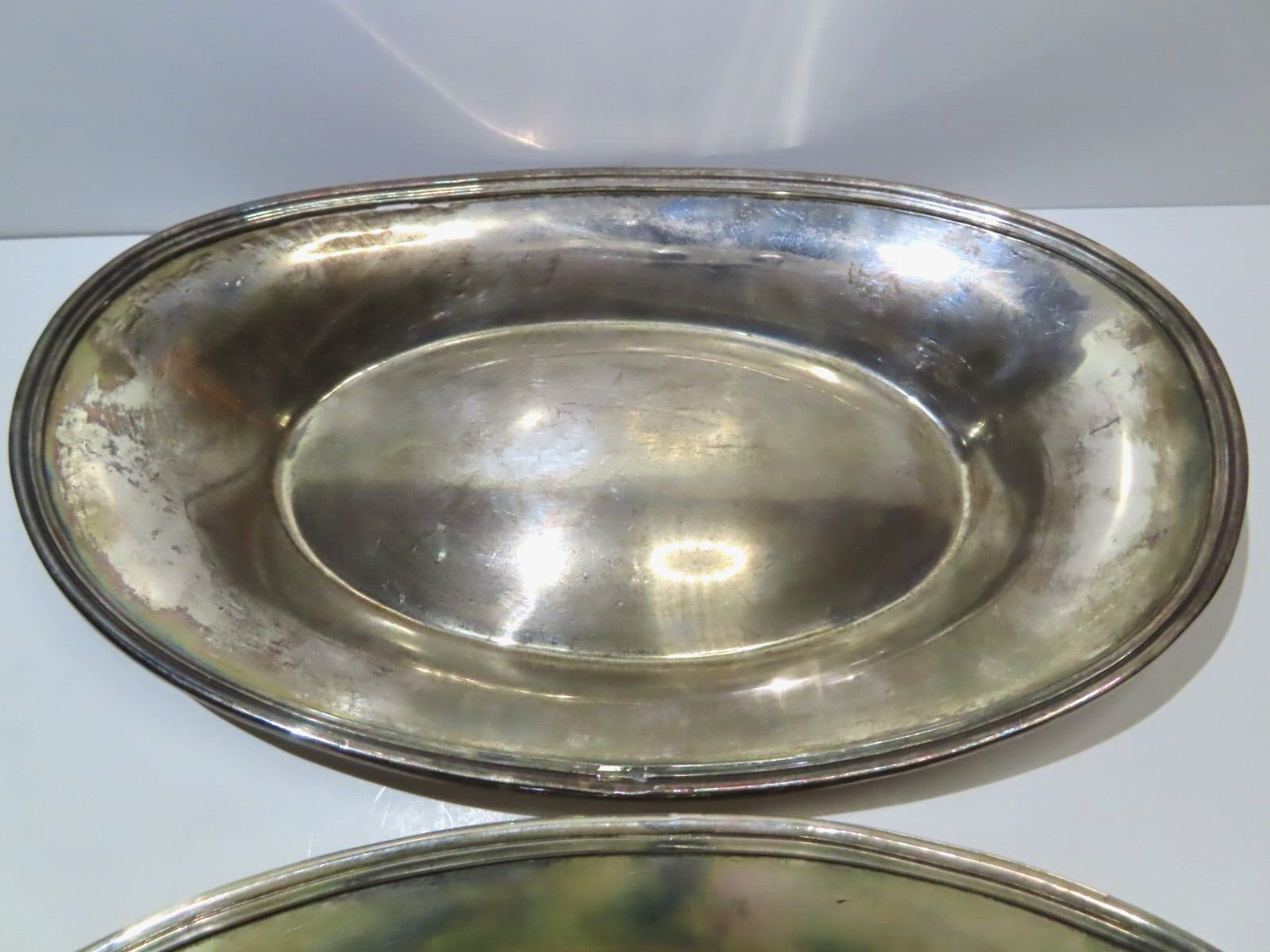 Vintage Silverplate (2) Oblong BREAD TRAYS or PLATTERS 11" x 6.75" Unmarked