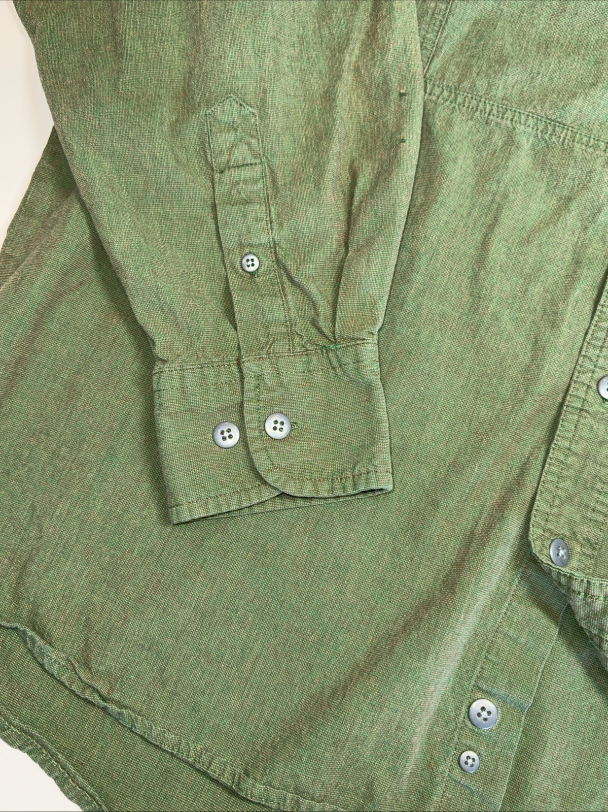 Vintage Wrangler men's X-Large green band collar button shirt