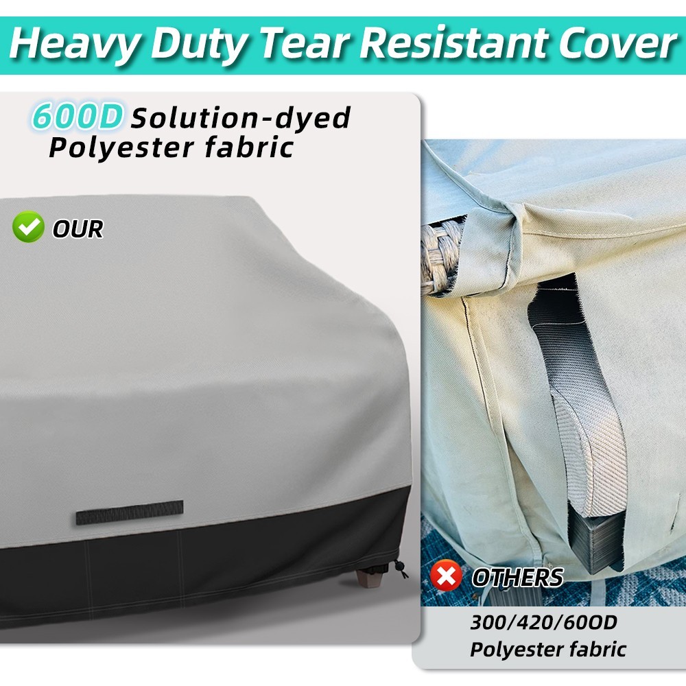 Fade and Tear Resistant Patio Loveseat Covers, Heavy-Duty Waterproof Couch Cover