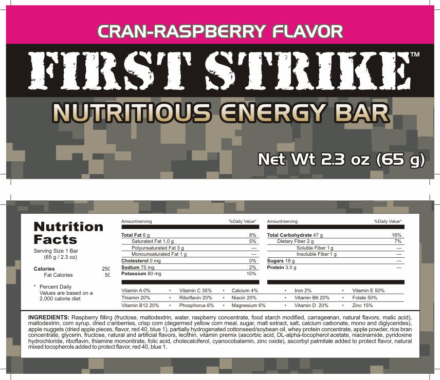 First Strike Bars CranRaspberry, Full Size [2.3 oz.] - 6, 12, 24 and 48 Packs!