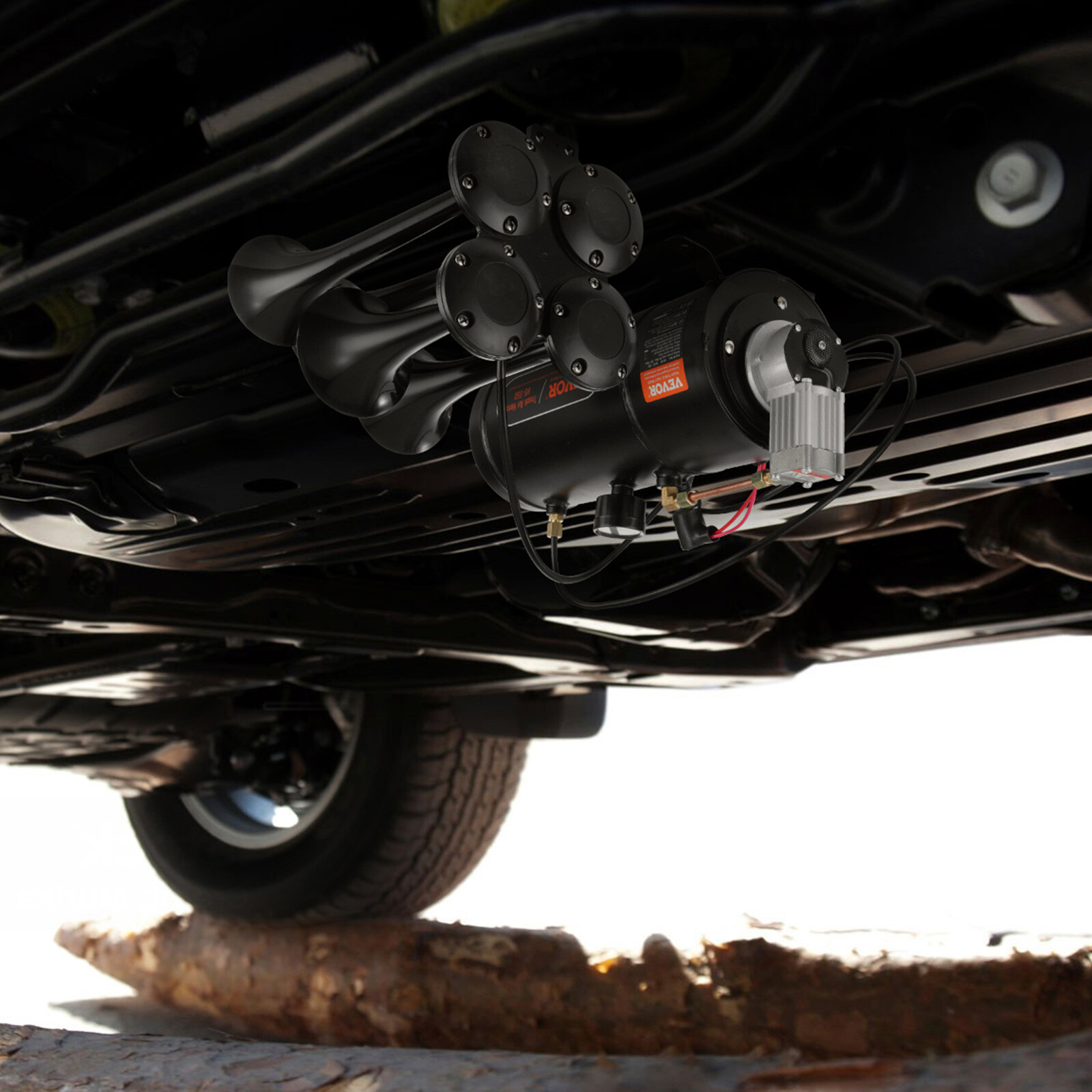 VEVOR Train Horns Kit 4 Trumpet Air Horn Kit 120 psi Air Compressor 0.8 Gal Tank