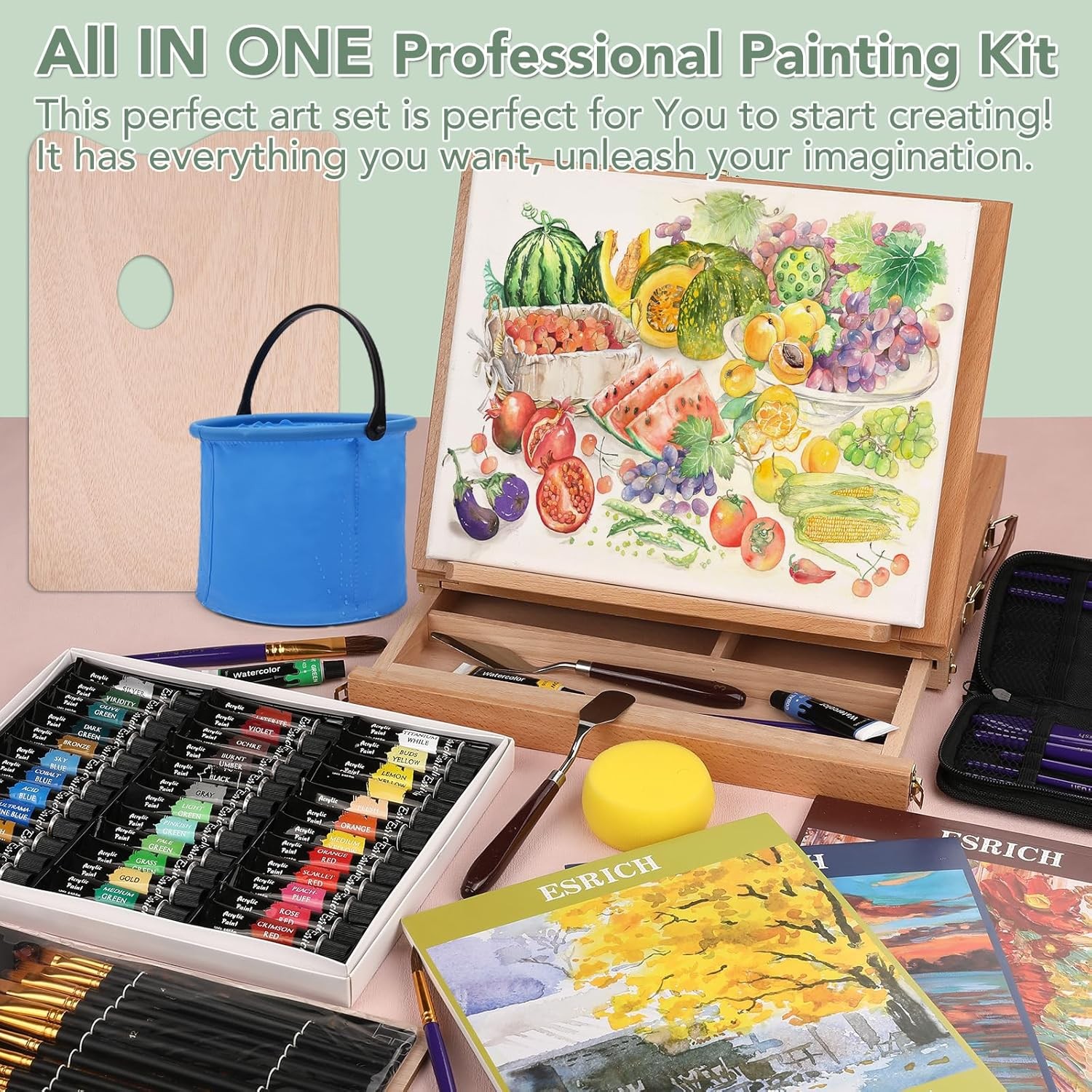 141PCS Deluxe Artist Painting Set, Painting Supplies with 84 Paint(Oil, Watercol