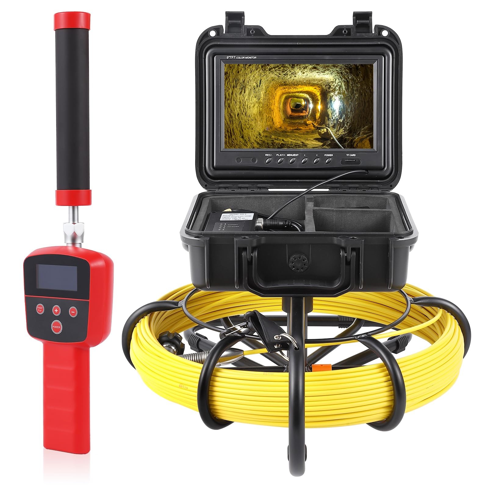 Sewer Camera with 512Hz Locator, 165FT/50M Pipe Inspection Camera with 9"