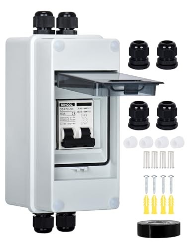 AC DC Circuit Breaker with IP65 Din Box for Solar Systems, 60 60 Amp UV-Proof