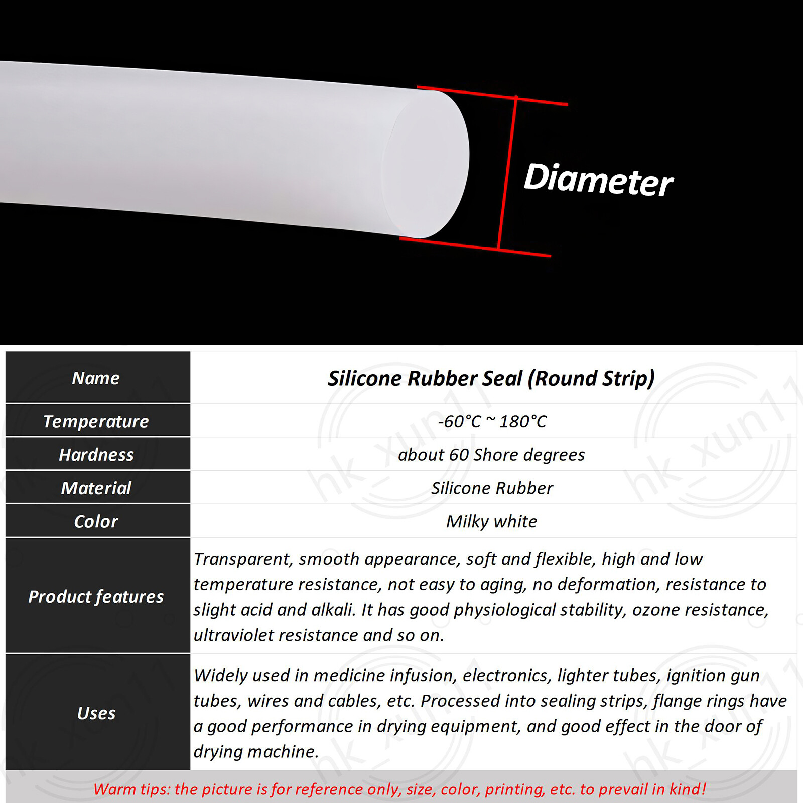 Silicone Rubber Cord White Round Strip Solid Rubber Strip Sealing Strip 1MM-30MM