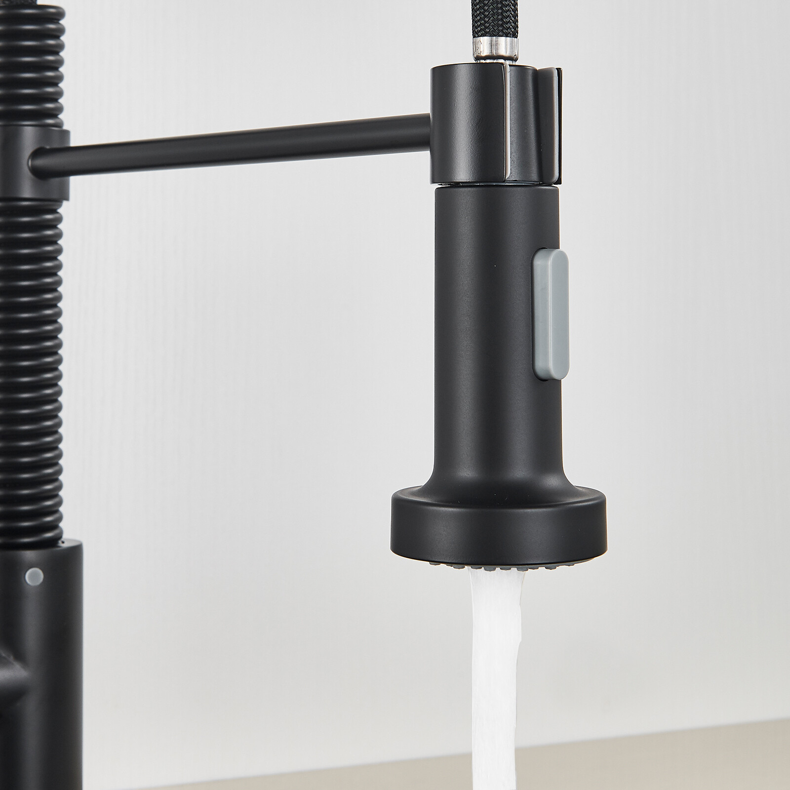 Matte Black Kitchen Faucet Sink Pull Down Sprayer Swivel Mixer Tap Single Handle