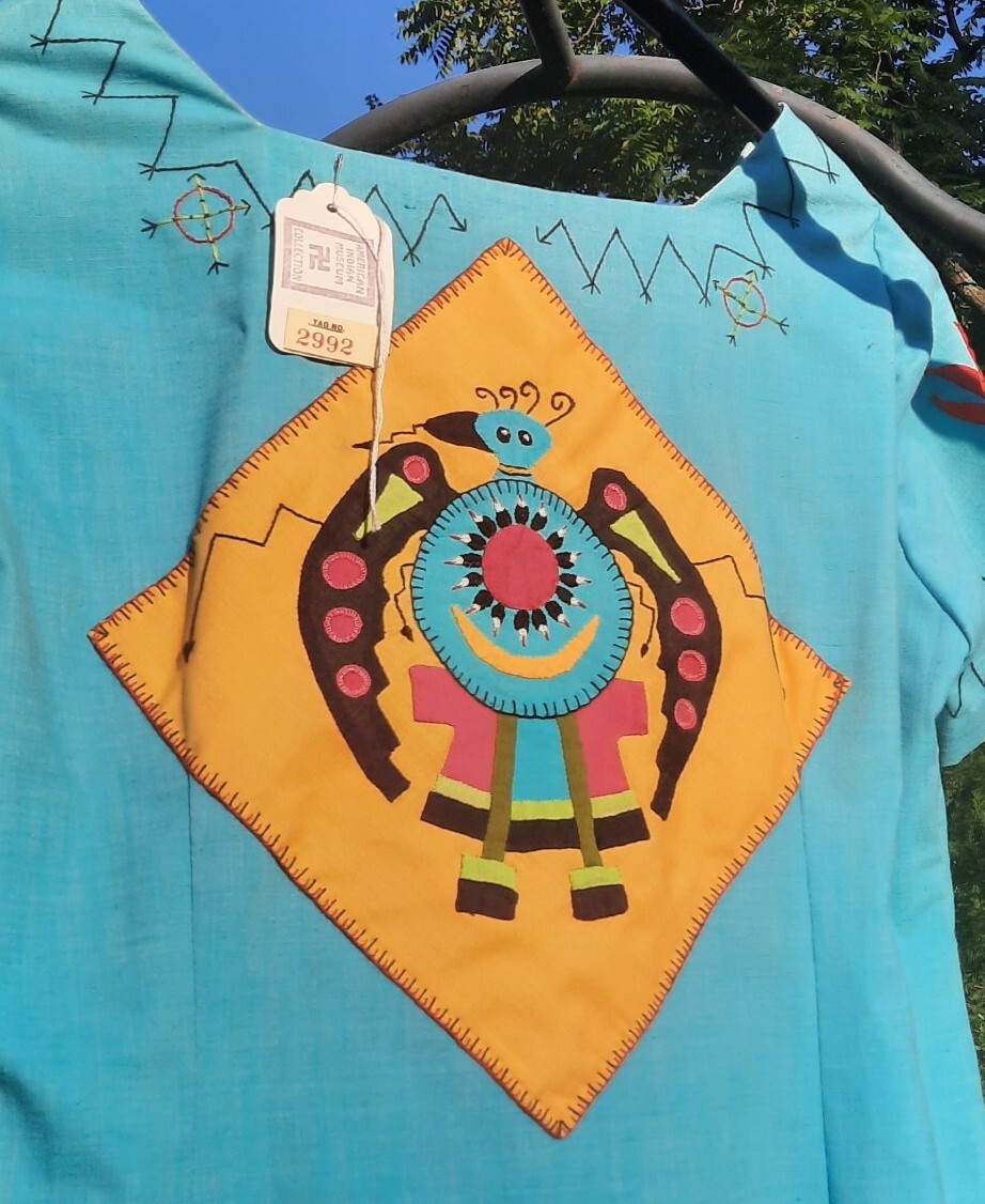 Vtg Authentic Seminole Indian 1930s Dress Handmade Stitched Blue Native American