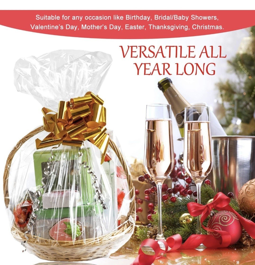 Shrink Wrap Basket Bags 20" X 20" Domed Shape Clear MEDIUM - 10 Bags