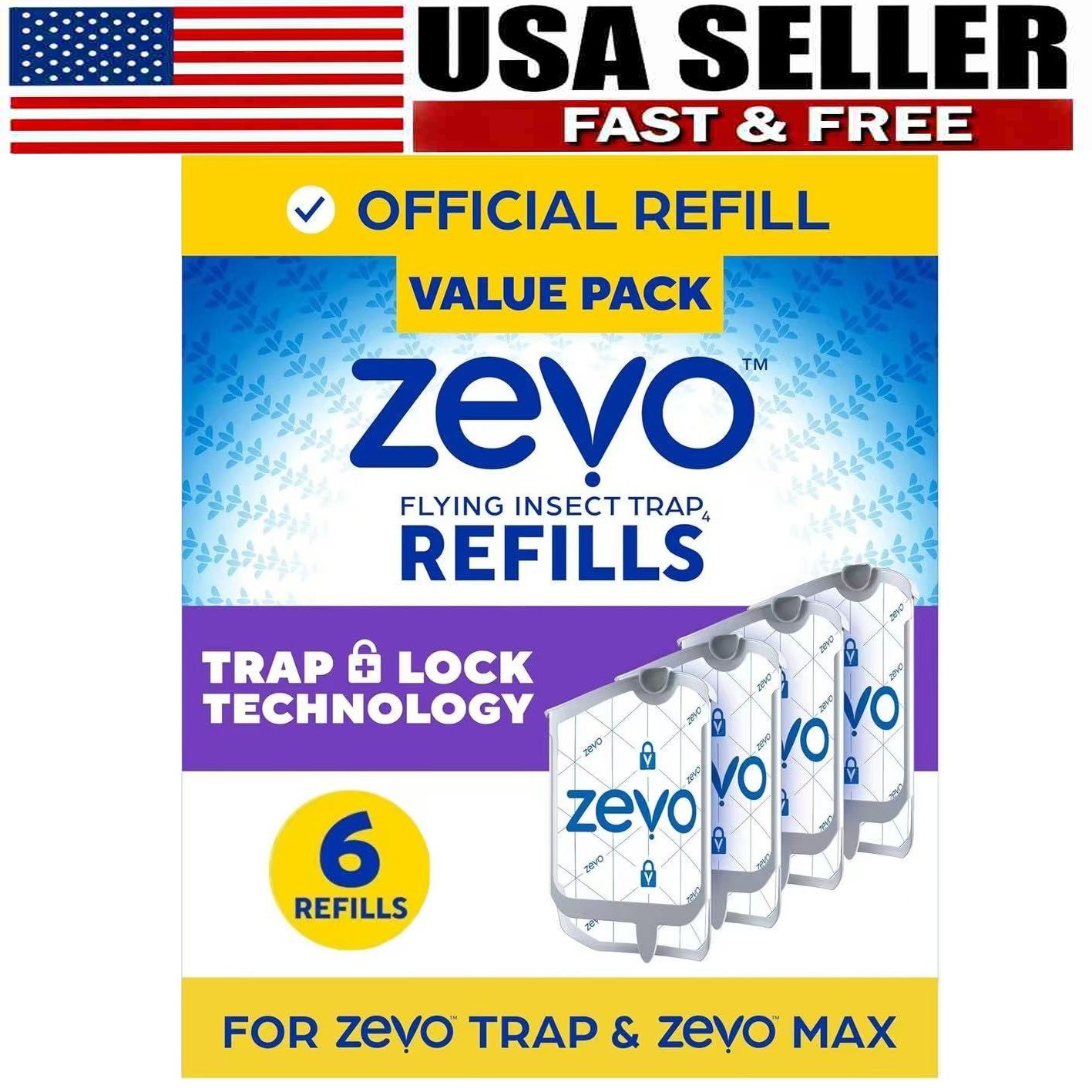 (6 Refill Cartridges) Zevo Flying Insect Trap Refill Cartridges -Easy to Use