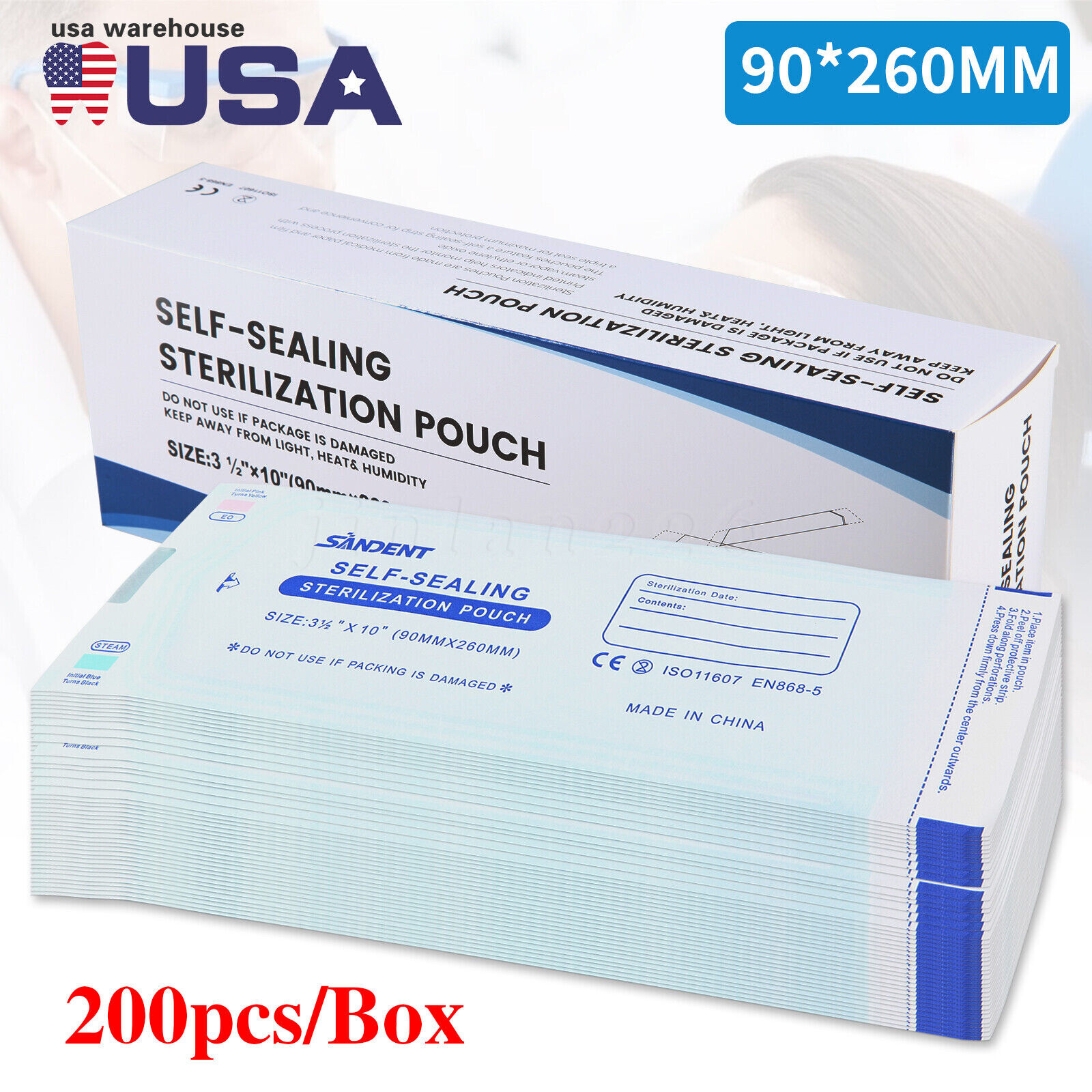 200-2000 3.5" x 10" Self-Sealing Sterilization Pouch Sterilizer Bag Autoclave