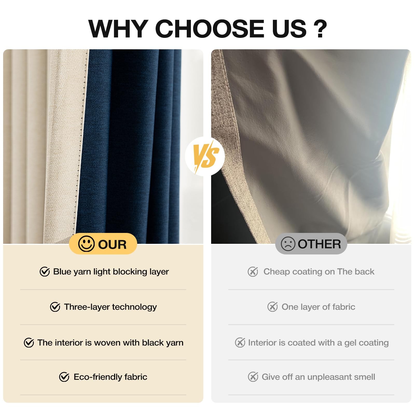 Blackout Curtains 84 Inch Length 2 Panels Set for Living Room, Grommet Linen-...