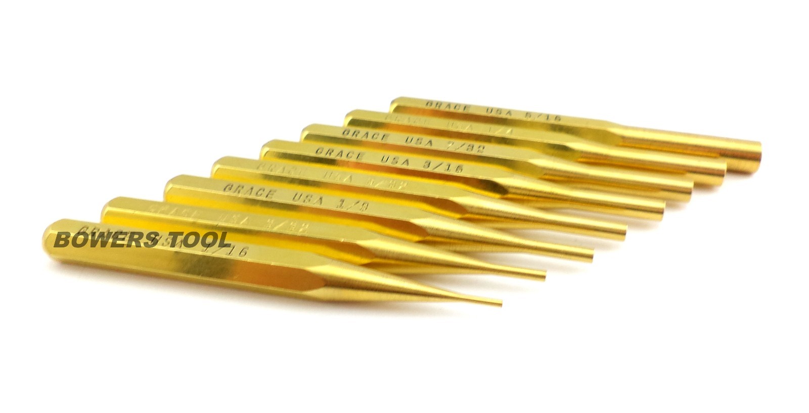 Grace Gunsmith Brass Pin Punch Set 8pc Gun Care Machinist Made in USA