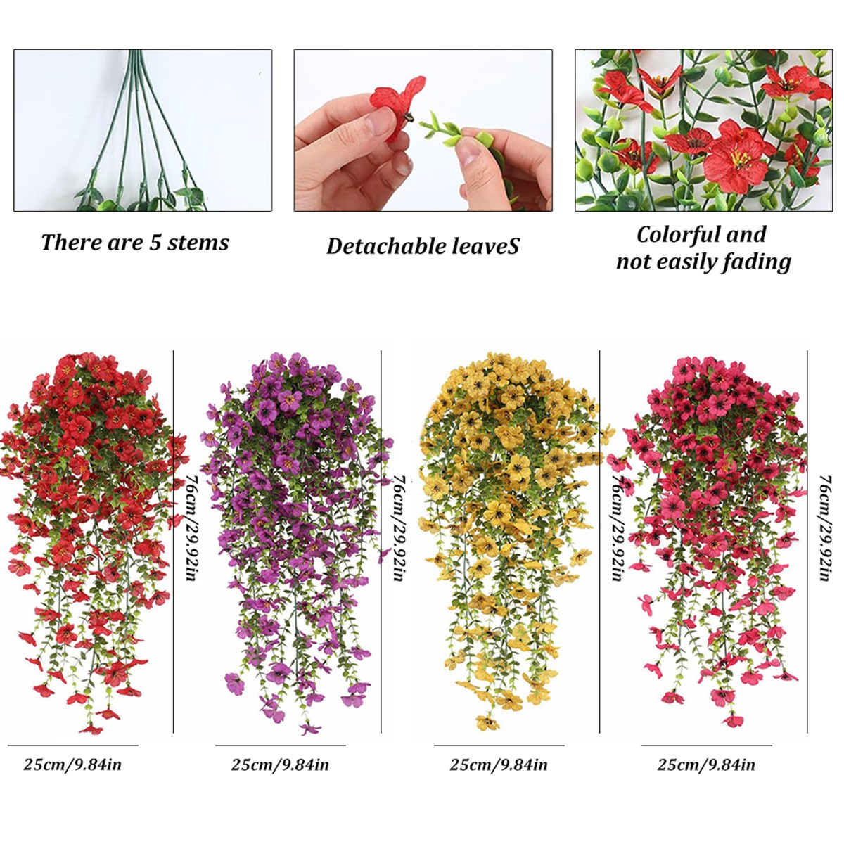 4PCS Artificial Violet Vines UV Resistant Hanging Flowers Plant In/Outdoor Decor