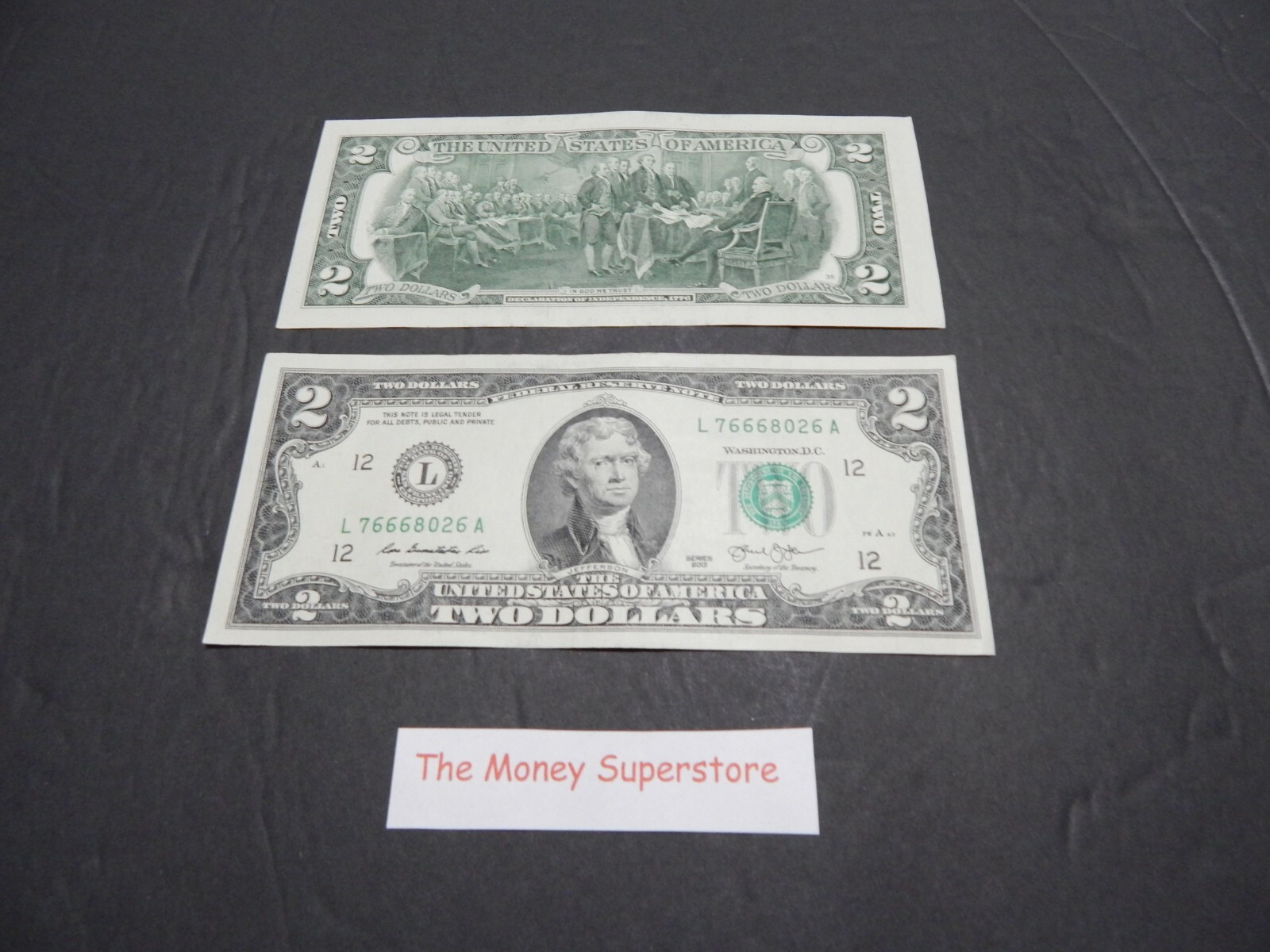 U.S. $2 TWO DOLLAR BILL UNCIRCULATED BANK NOTE CASH MONEY REAL CURRENCY ITEM 47.