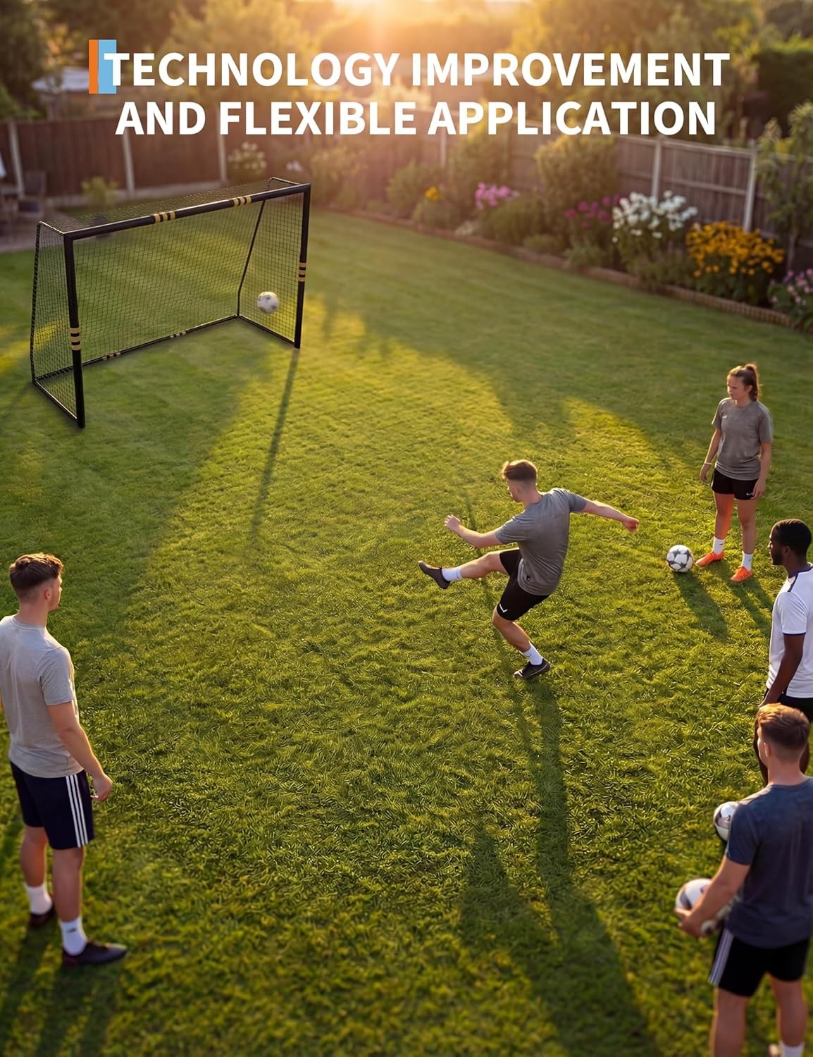 8x5.3Ft Backyard Soccer Goal W/ Metal Frame & Padded Posts Weather-Resistant Net