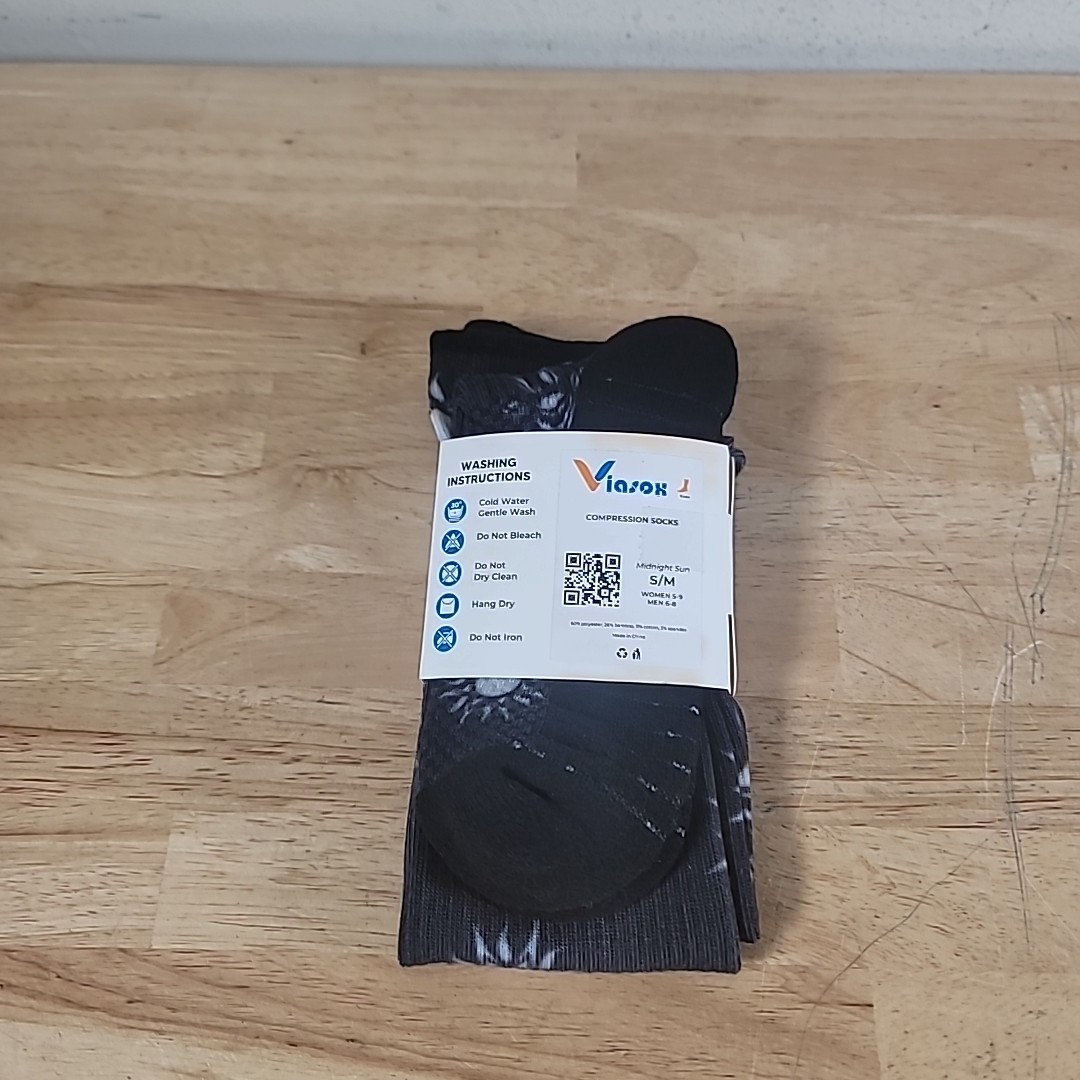 NEW Viasox Ankle Compression Socks For Women 5-9 Men 6-8 S/M Midnight Sun