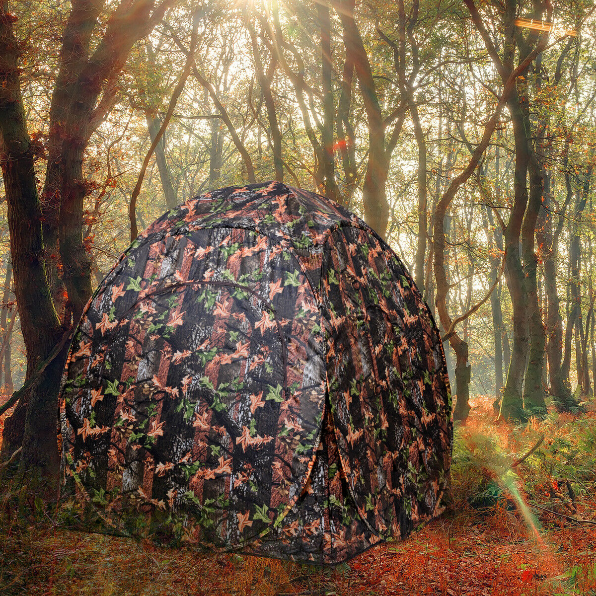 Portable Hunting Blind Pop Up Ground Camo Weather Resistant Hunting Enclosure