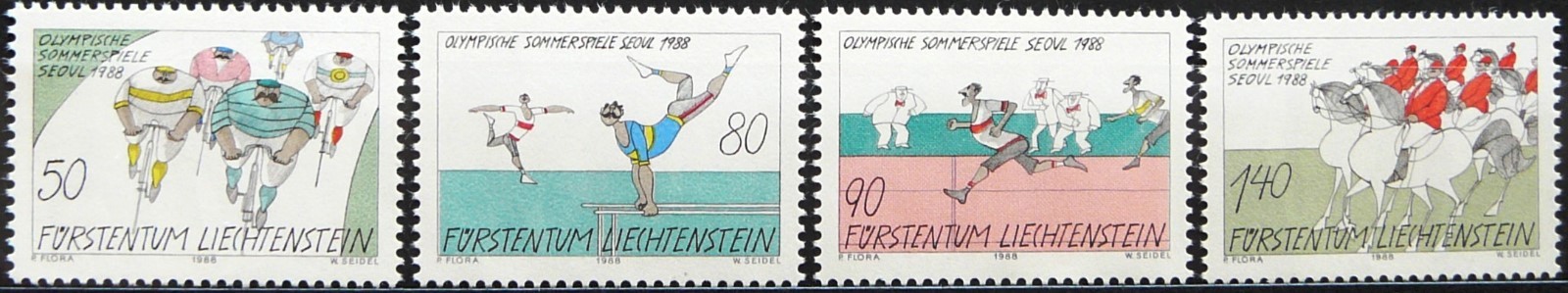 Liechtenstein stamps - Seoul Olympic Games_1988 - MNH.