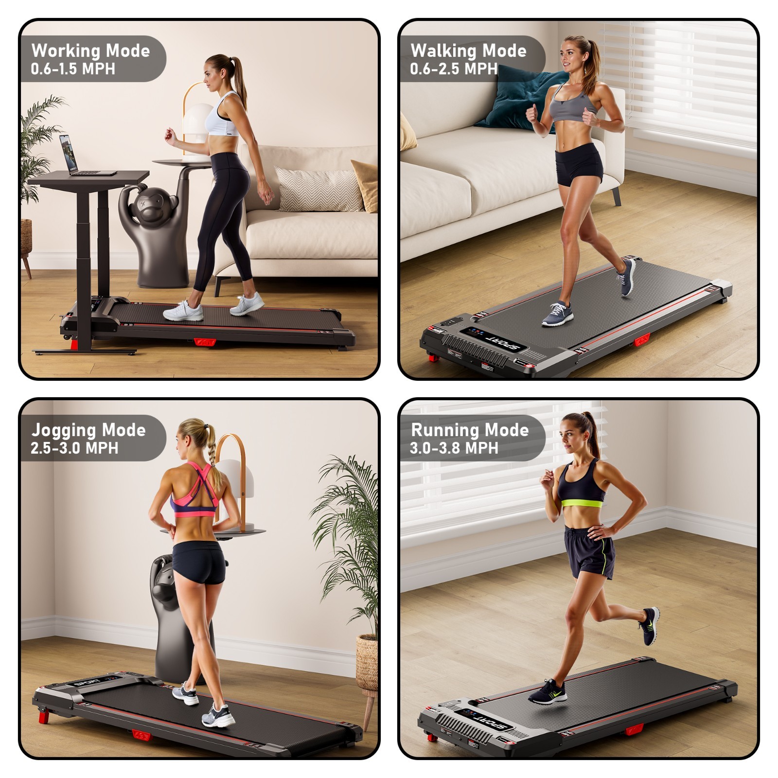 New 4-in-1 Folding Treadmill 5% Incline Walking Pad with Vibration & App Control