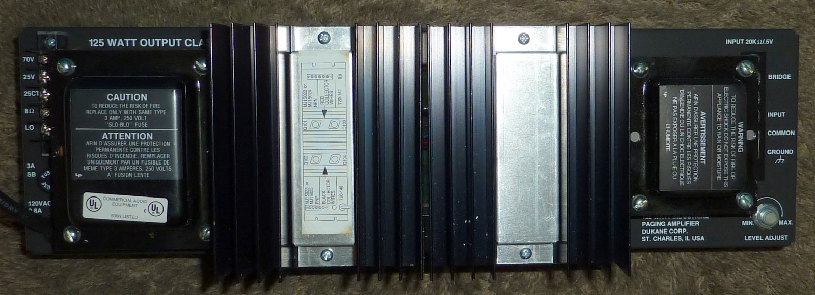 Dukane Model 1A4125 Power Amplifier 125W NOS w/ Manual