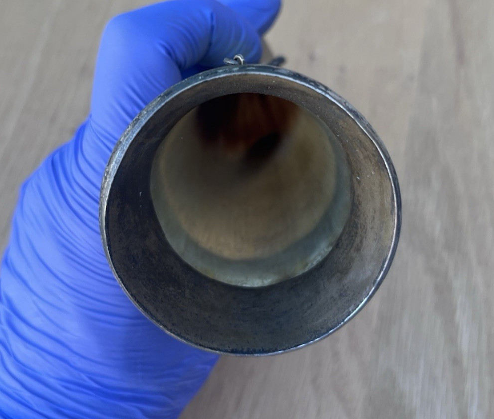 Vintage Russian Viking Caucasian Drinking Horn Sterling Silver Bird Head Chain