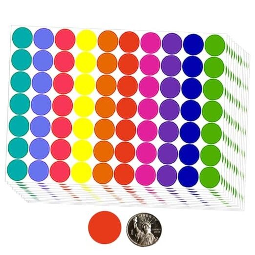 1400 PCS 1" Colored Dot Stickers Round Color Coding Labels Circle Dots Labels