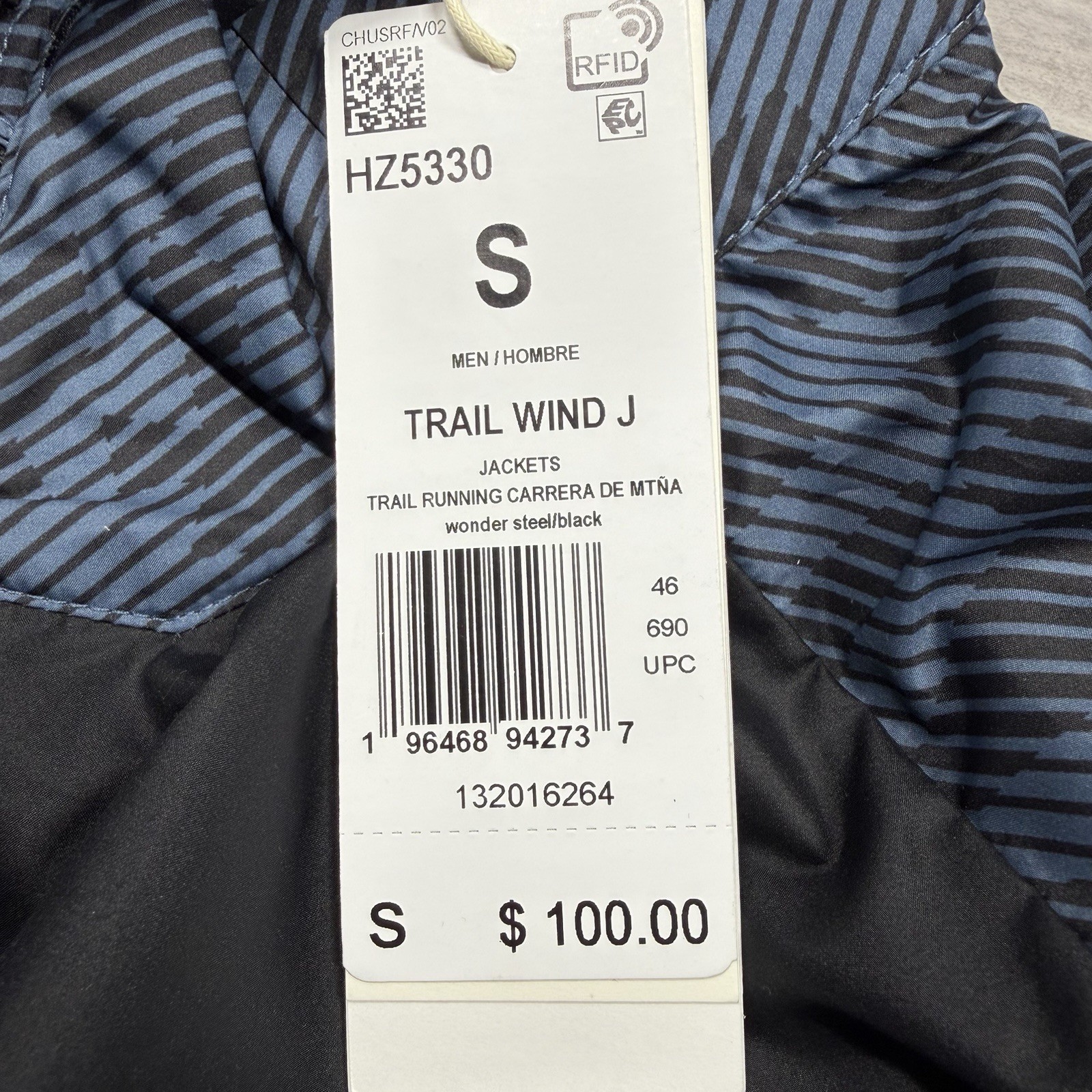 Adidas Running Performance TRAIL WIND Jacket HZ5330 Black Men’s Small NWT $100