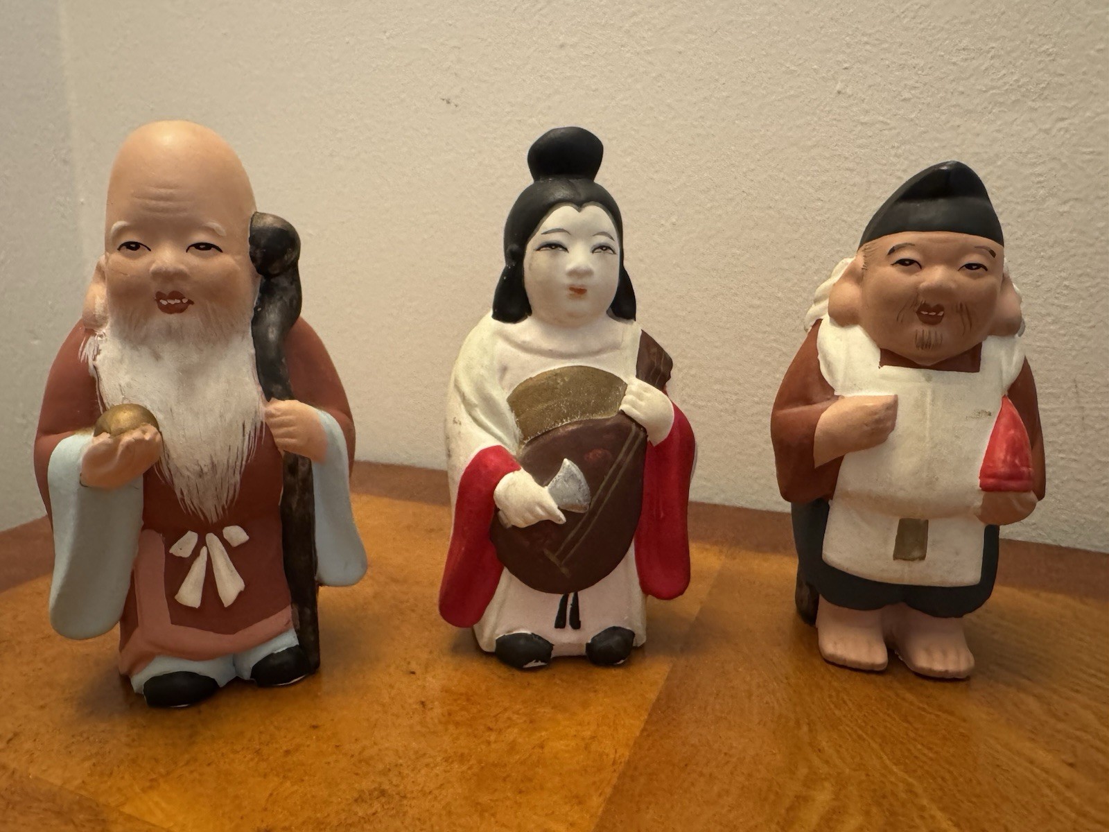 Vintage ~ Hakata Mimasu Dolls ~ Japanese 7 Lucky Gods ~ Porcelain 4 1/2" Figures