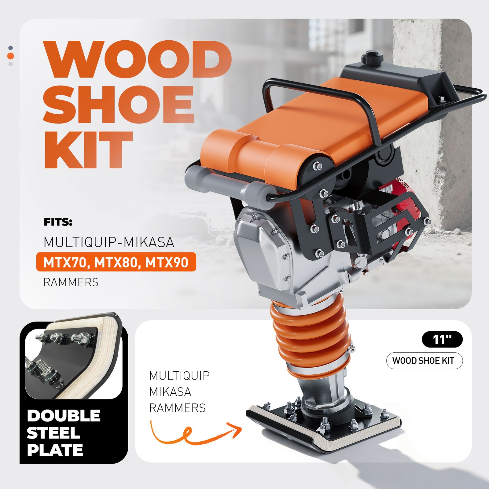 Wood Shoe Kit For Multiquip Mikasa MTX70 MTX80 MTX90 Jumping Jack Tamper Rammers