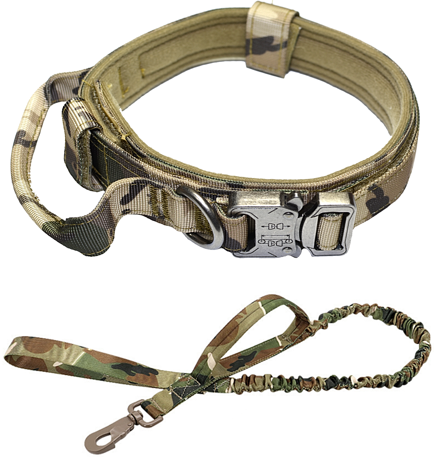 Leash + Collar Heavy Duty K9 Tactical Training Pet Dog Metal Buckle M, L, XL New