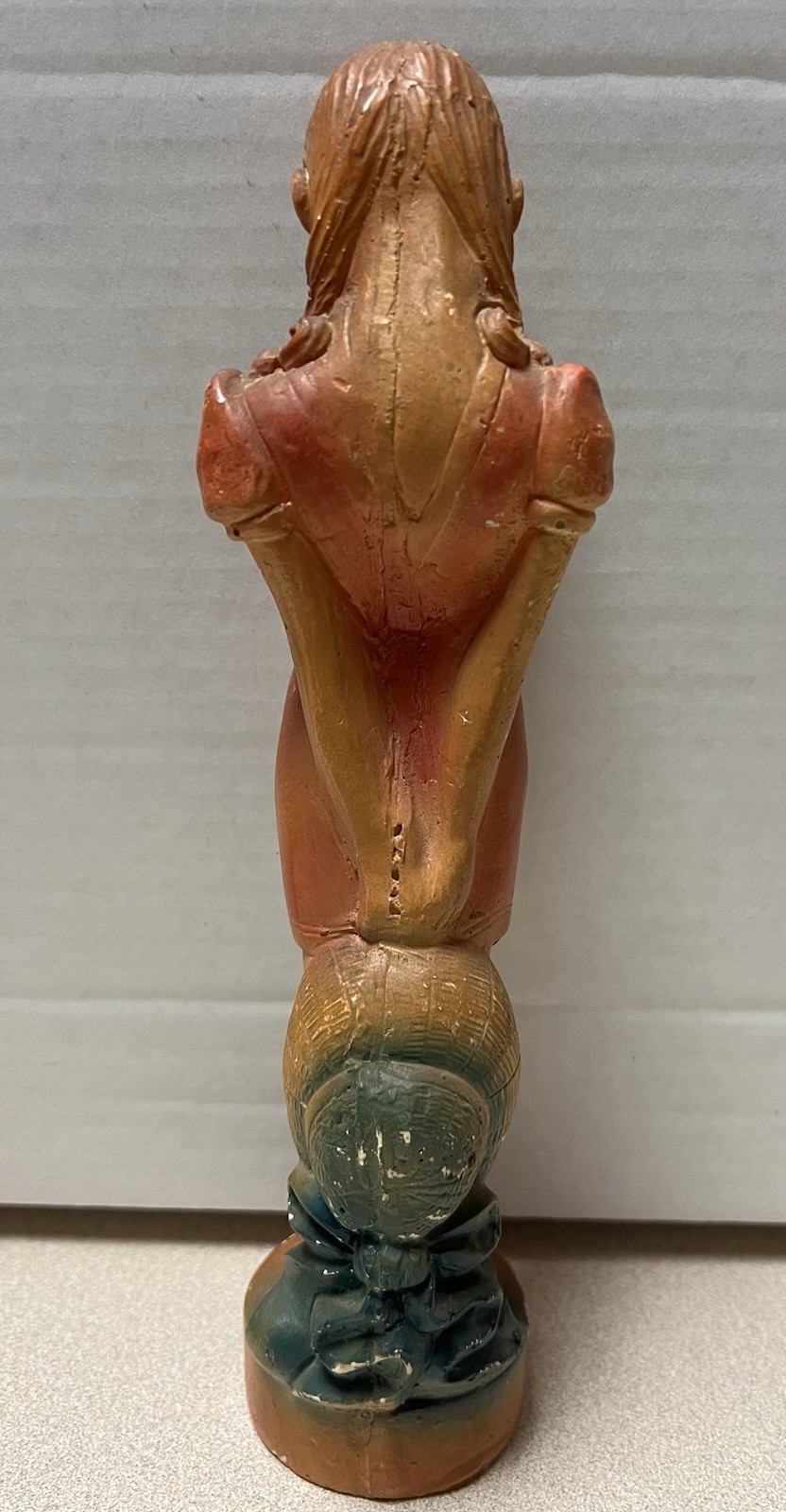 WWII Kilroy Was Here Chalk Ware Plaster Pregnant Figurine, 9 1/2” Tall Rare Find