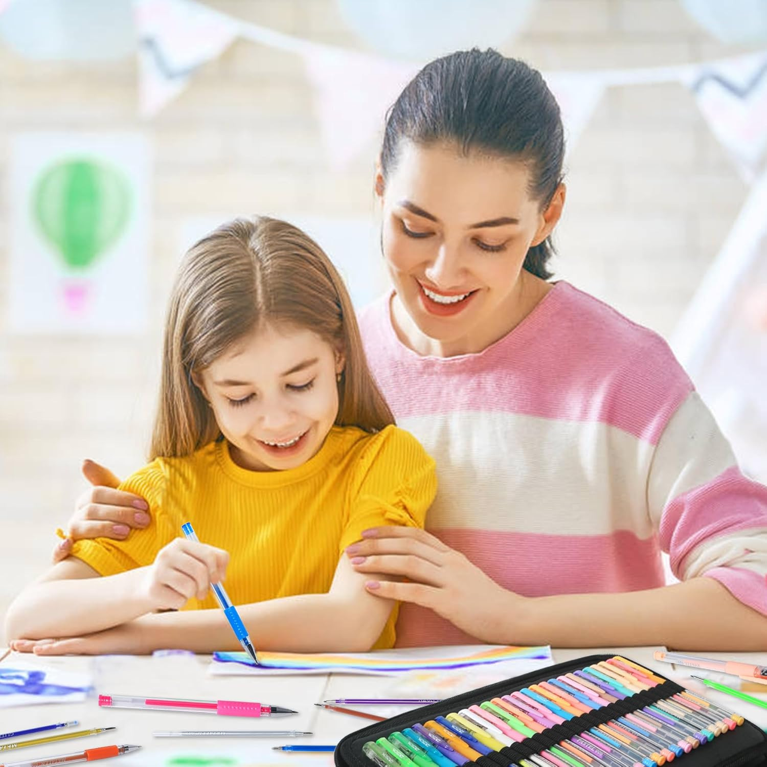 120 Pack Glitter Gel Pens Set, ZSCM 60 Colors Glitter Pens With 60 Refills, Colo