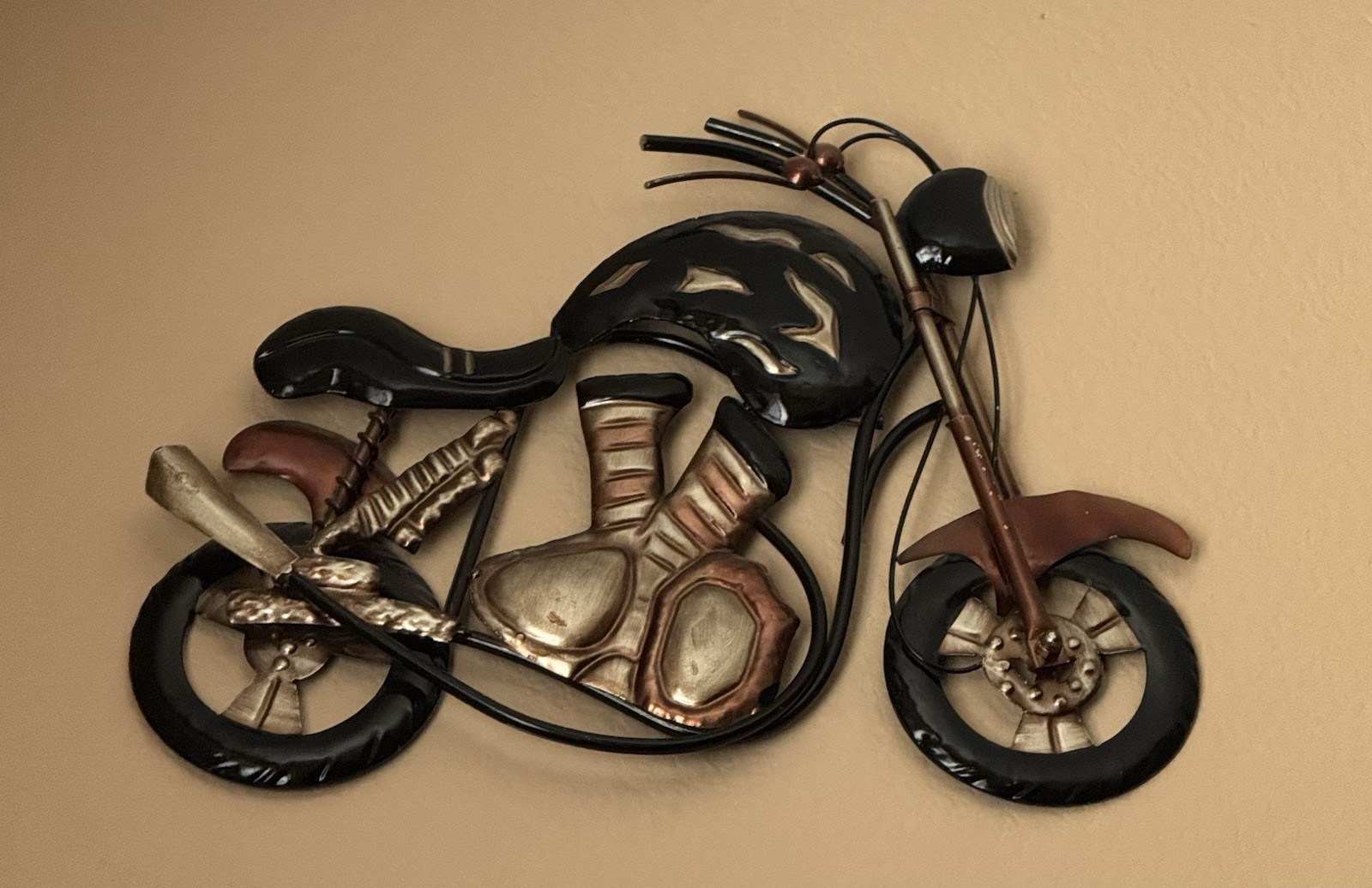 Metal Motorcycle Sign Wall Hanging Art Black 14x16"