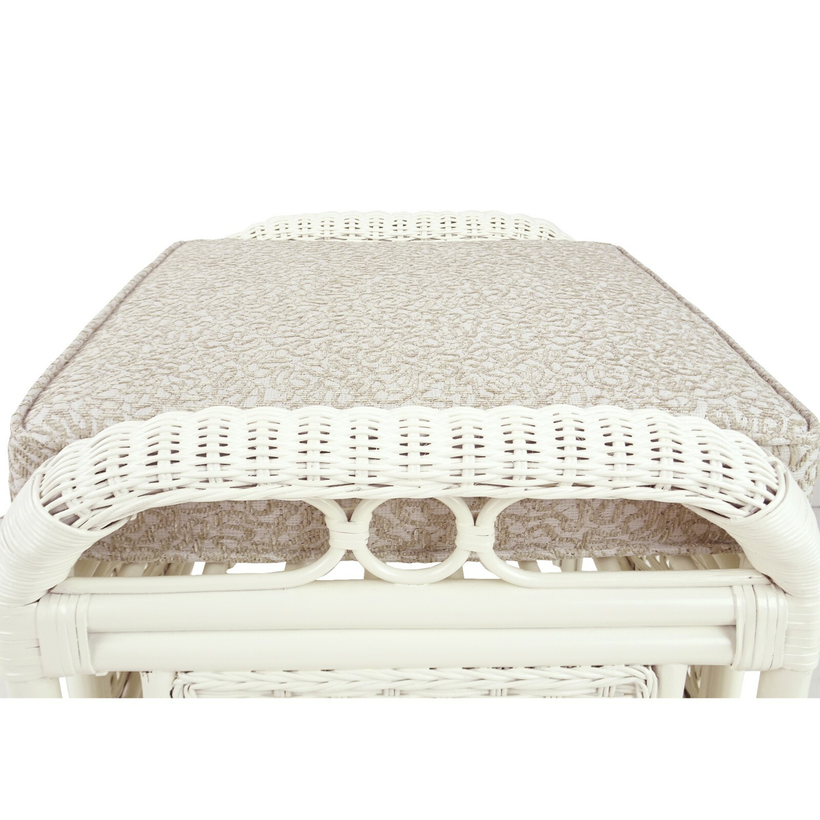 Natural Rattan Wicker ECO Handmade Alexa Ottoman Footstool White w/Cushion