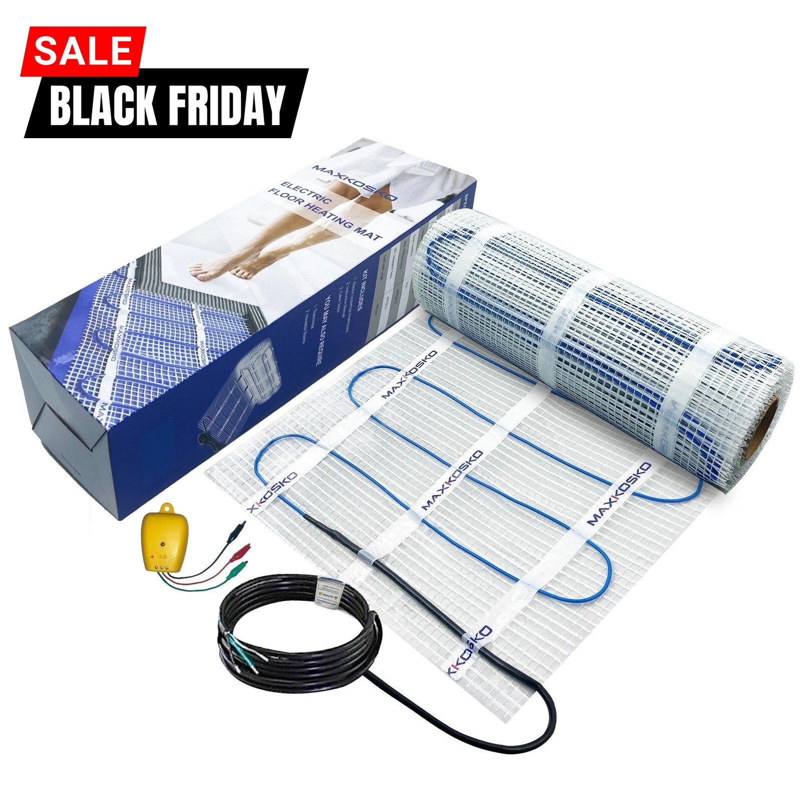 MAXKOSKO Electric Floor Heat Mat Kit, 120V Underfloor Radiant Heating System