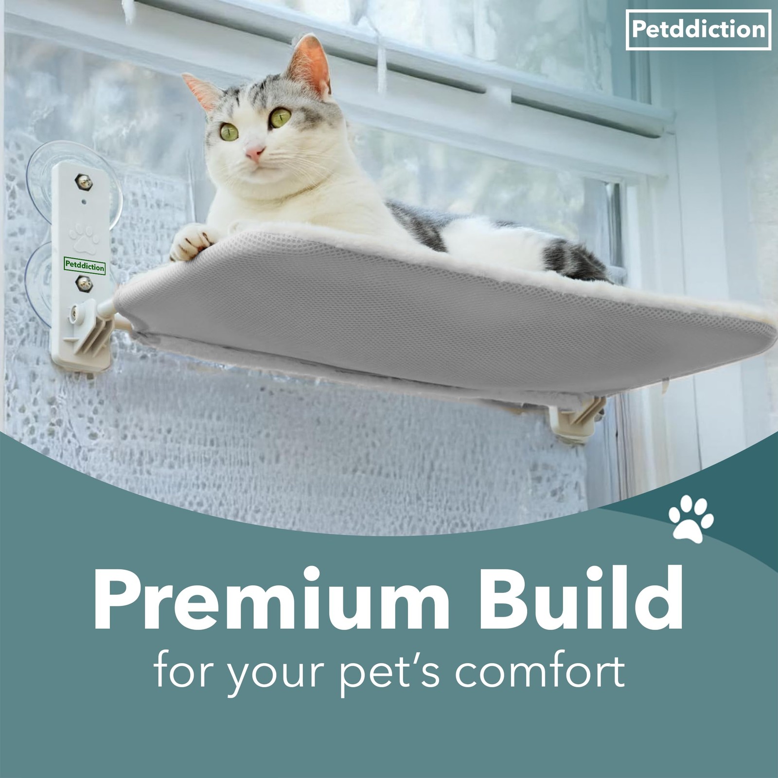 Cat Window Perch Hammock | Window Cat Bed Seat | Foldable Cordless Glass Ledg...
