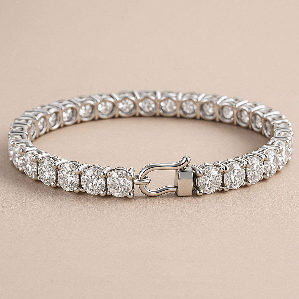 Elegant 7.00 Ct Certified Natural Treated Diamond Tennis Bracelet 14K Gold