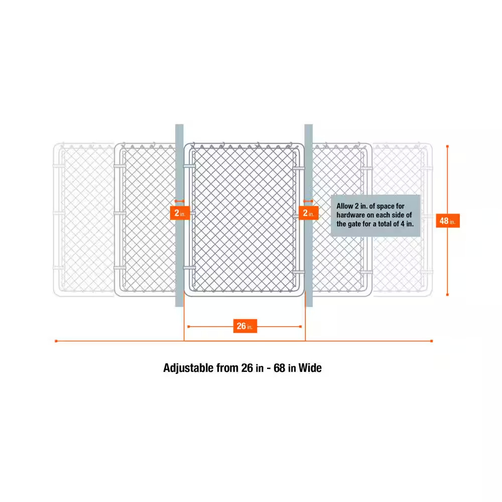 Expandable Chain Link 6 Ft. W X 4 Ft. H Galvanized Steel Fence Gate Kit
