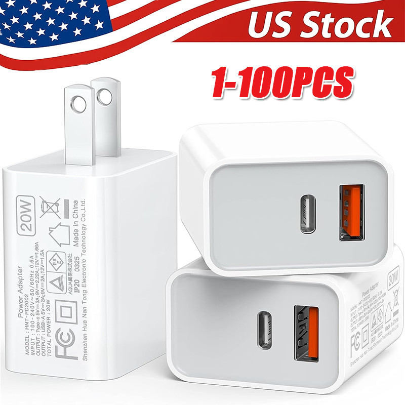 For iPhone 17 16 15 11  20W Fast Charger Block USB Type C Wall Power Adapter Lot