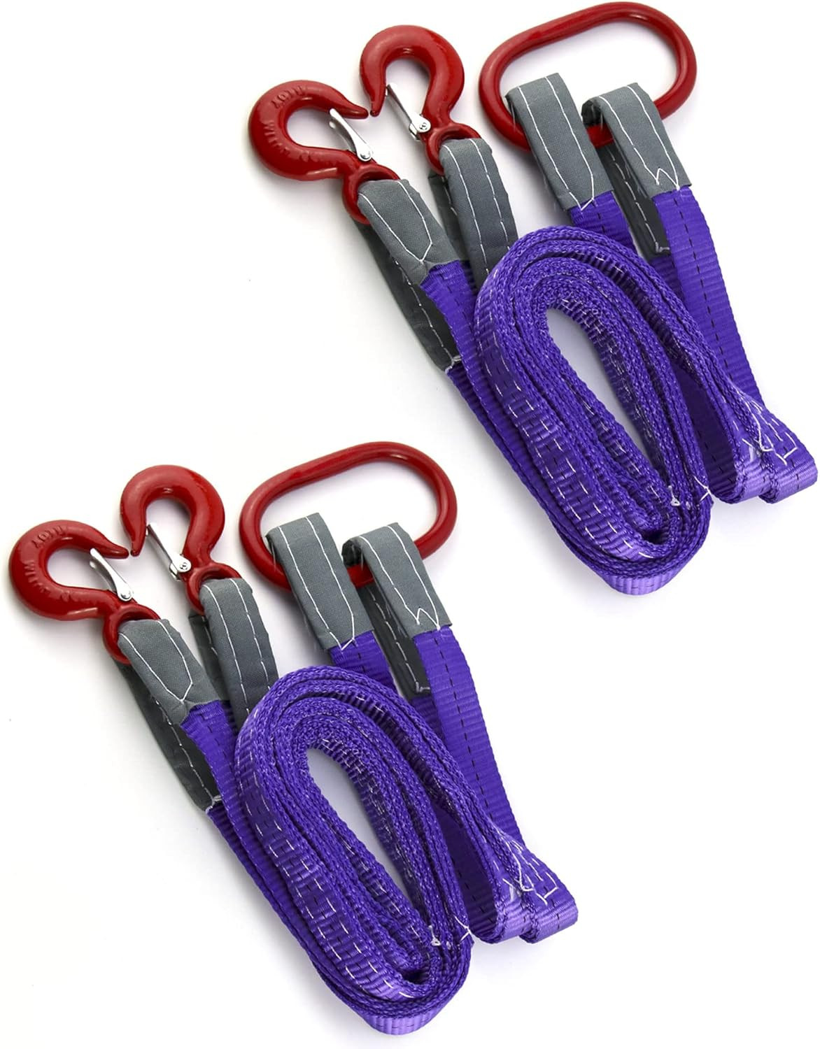 Lifting Slings Straps with Hooks - 5 Feet, 4409 Pounds Capacity, 2 Pack Polyeste
