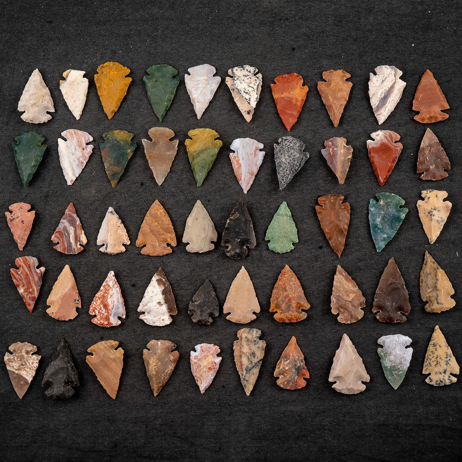 Lot of 50 Indian Arrowheads Agate Chert Flint New Project Points 1 1/2" L
