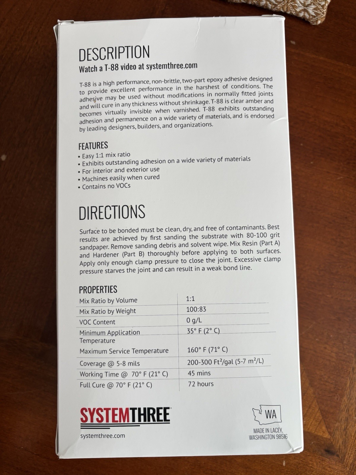 SYSTEM THREE RESINS T-88 Epoxy Adhesive 1100K16, Quart Kit