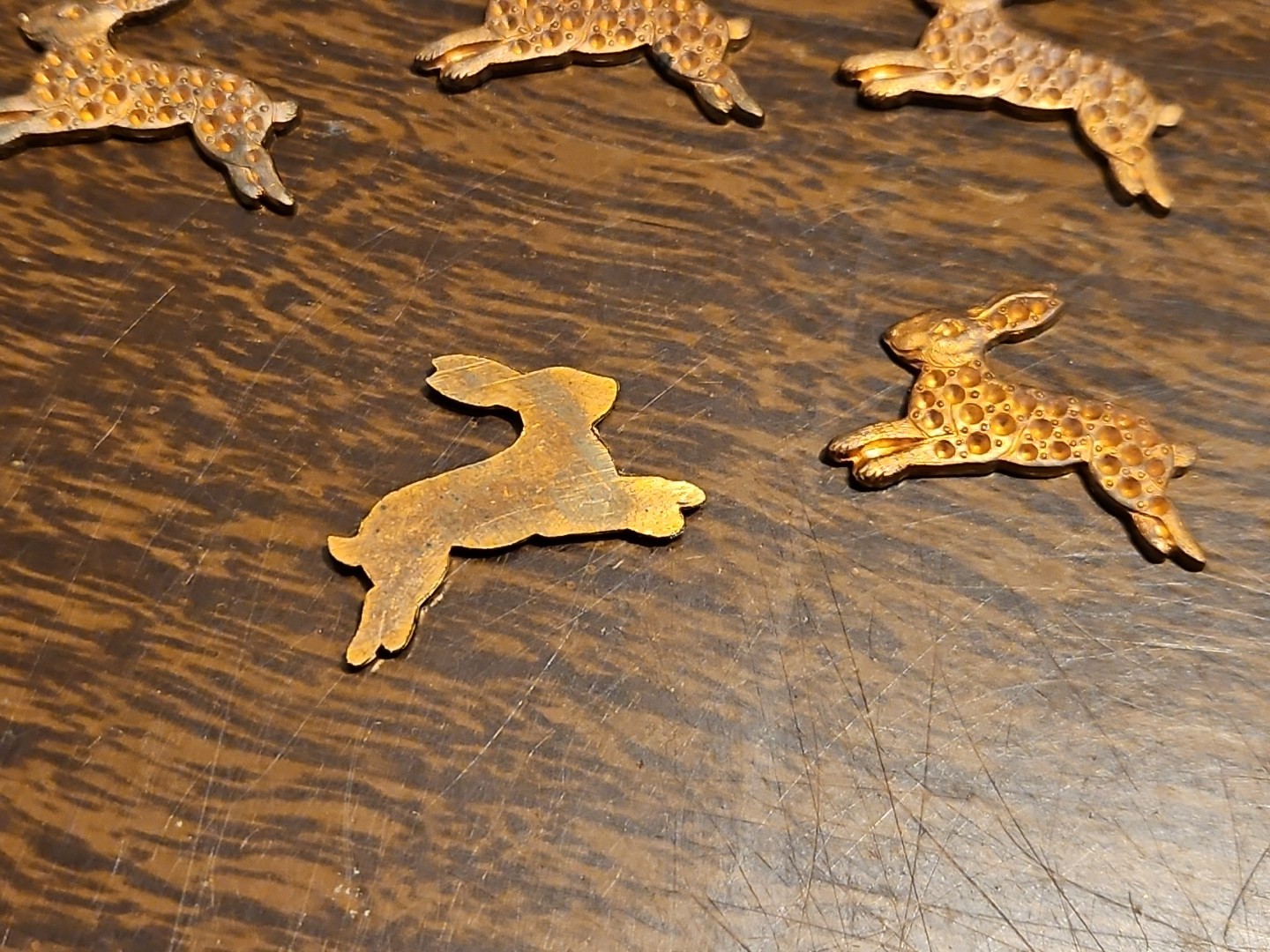 Lot Of 10 Bunny Rabbit France Vintage 60s Brass Stampings Findings Jewelry