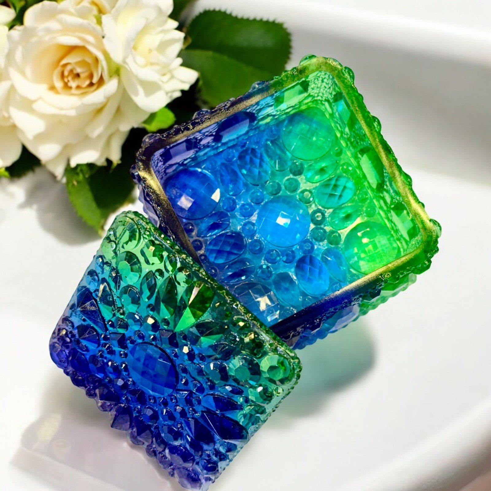 Diamond Facet Trinket Box Silicone Mold For Resin