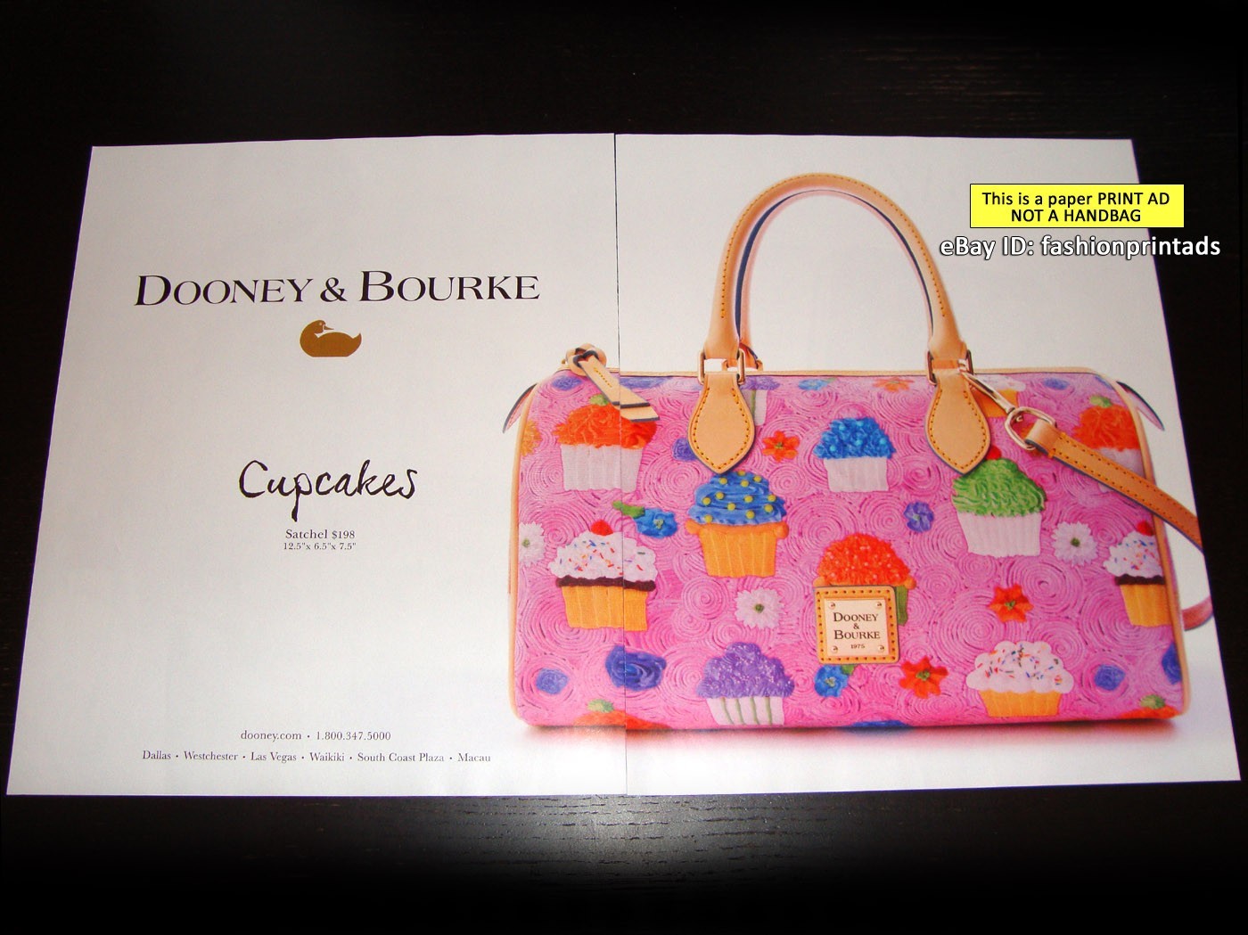 DOONEY & BOURKE 2-Page PRINT AD Summer 2013 CUPCAKES Satchel