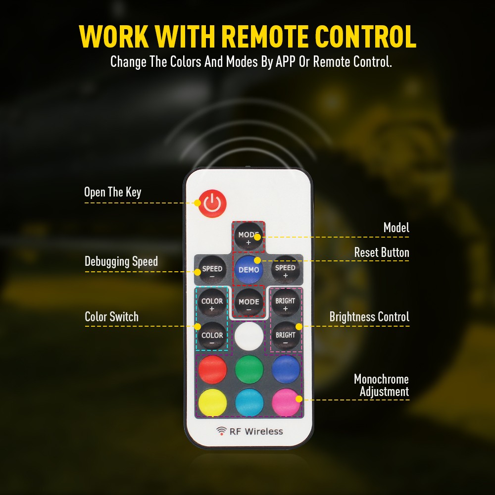 Triple 17.5" Row LED RGB Flow Chasing Wheel Ring Rim Lights For Truck Car set